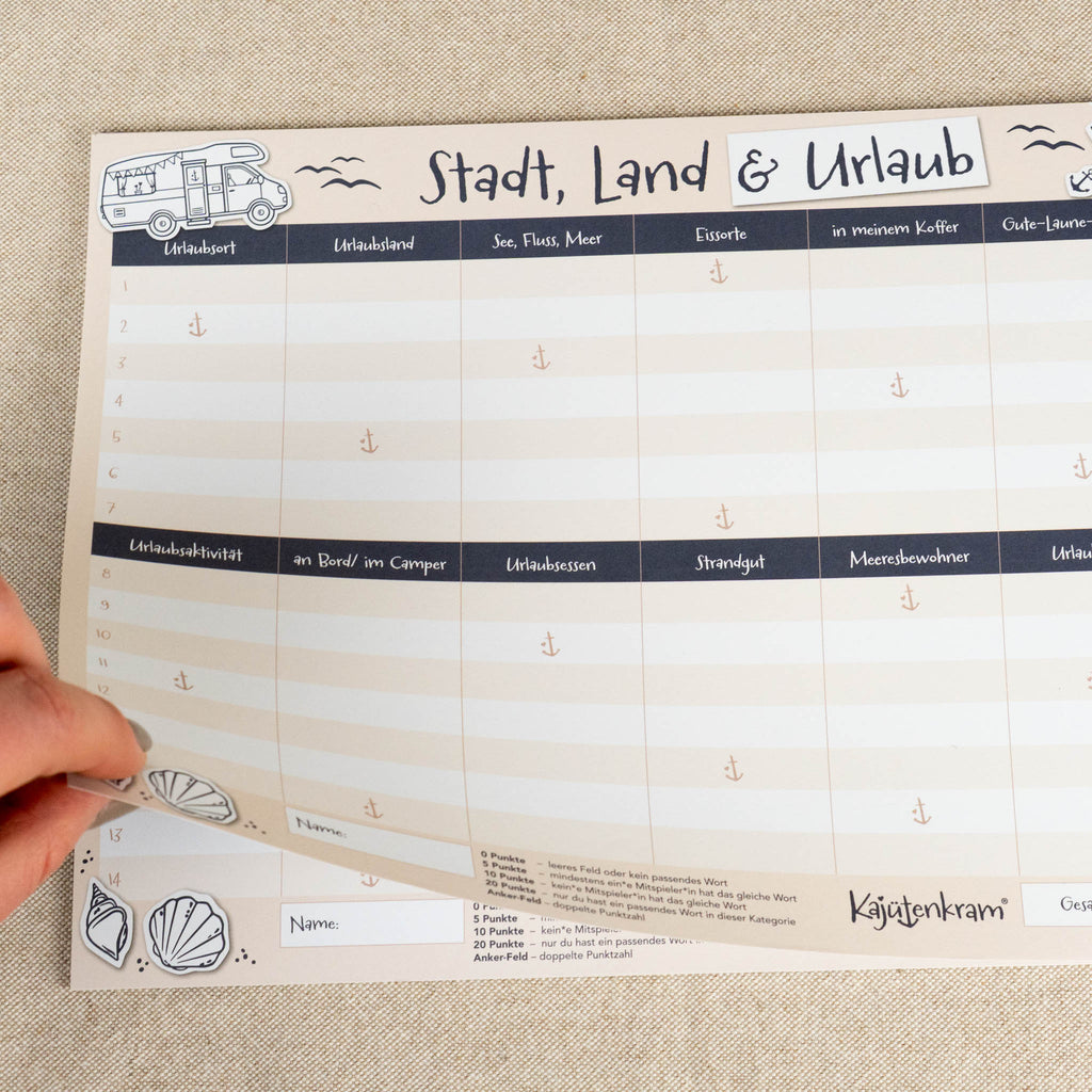 Spieleblock „Stadt, Land & Urlaub“